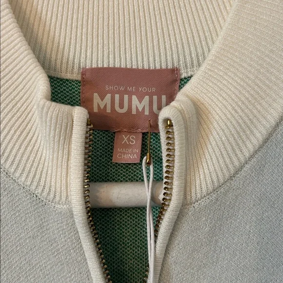 NWT Show Me Your Mumu Green and Cream Striped Dress - Picture 2 of 6